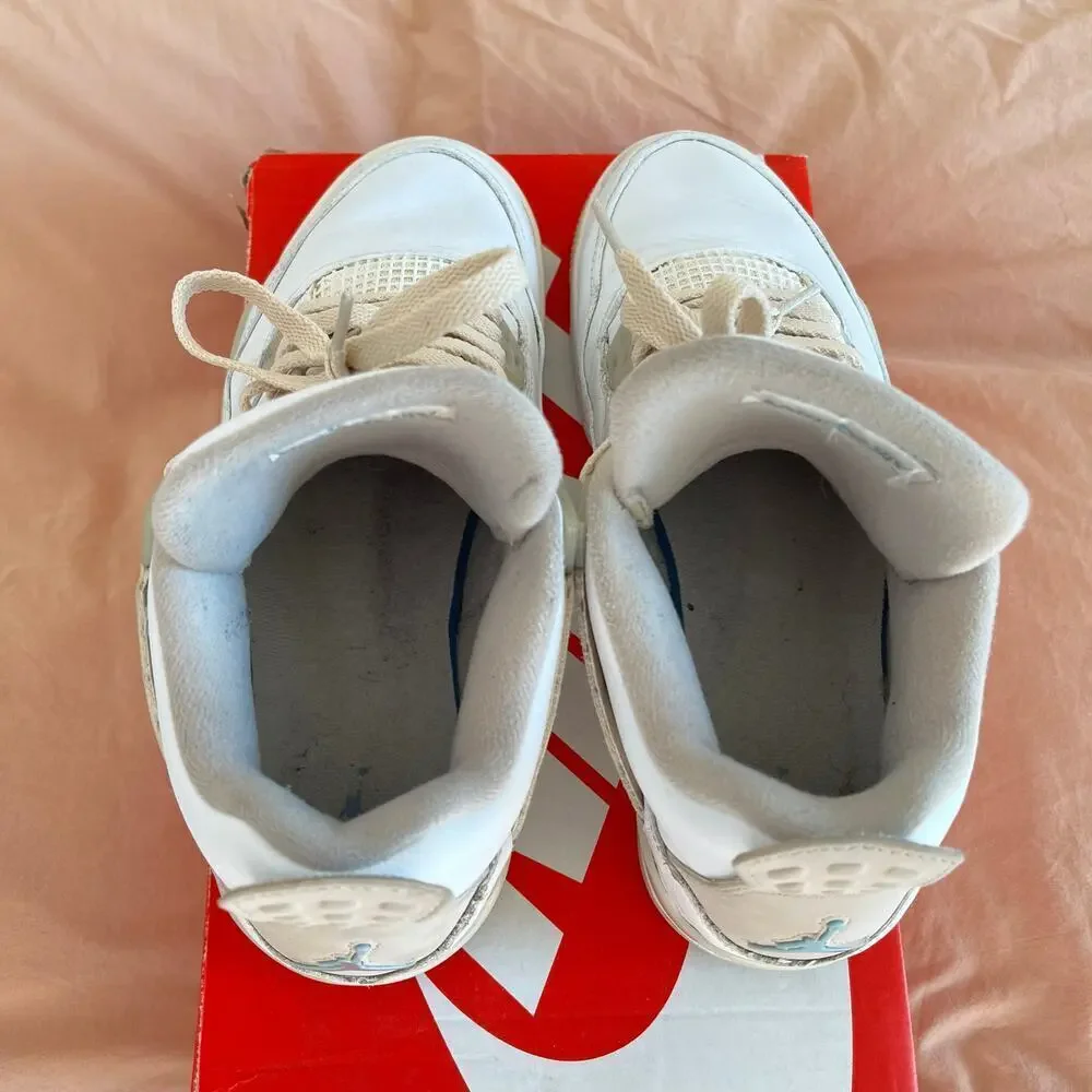 Nike‎ Air Jordan 4 Retro Shoes Size 7Y 2017 Linen white/tan